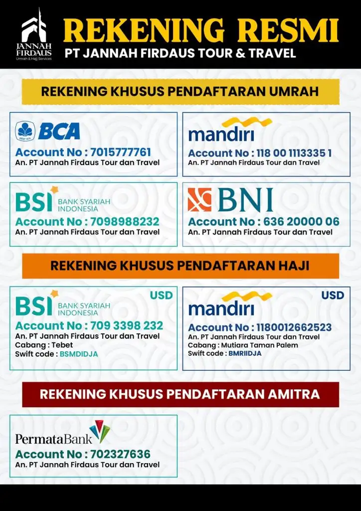 Rekening Resmi Jannah Firdaus